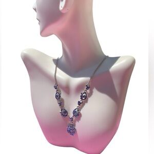 $69 Givenchy Blue Crystal Diamond paved silver Y-drop necklace 07N00139 NWT